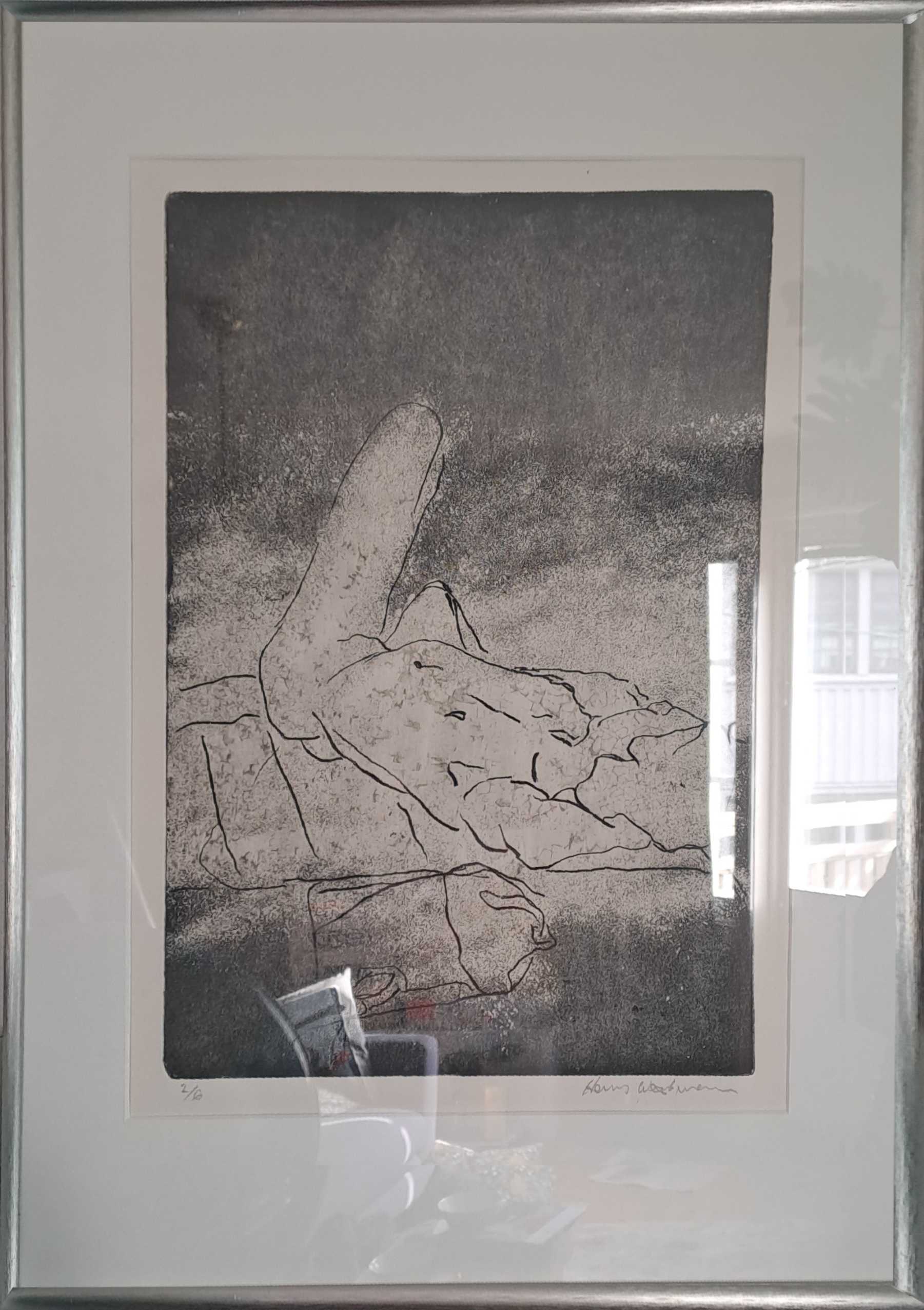 copper plate print-aquatint | nude - quick drawing study